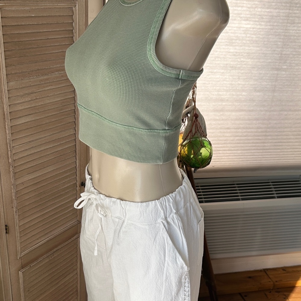 White linen & cotton white Beach Ankle-Length Women's Pants size XL New W Tag - Picture 7 of 16
